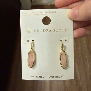 Kendra Scott Gold Earrings with Pink Stone